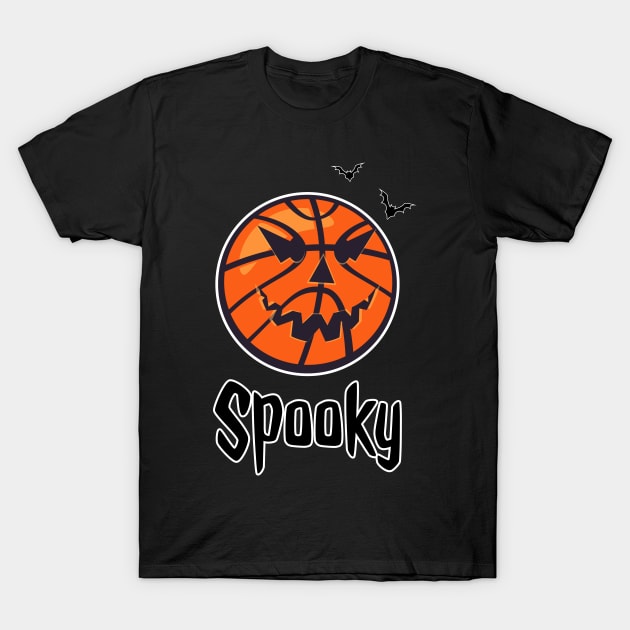 Spooky and scary halloween basketball ball text T-Shirt by Frispa